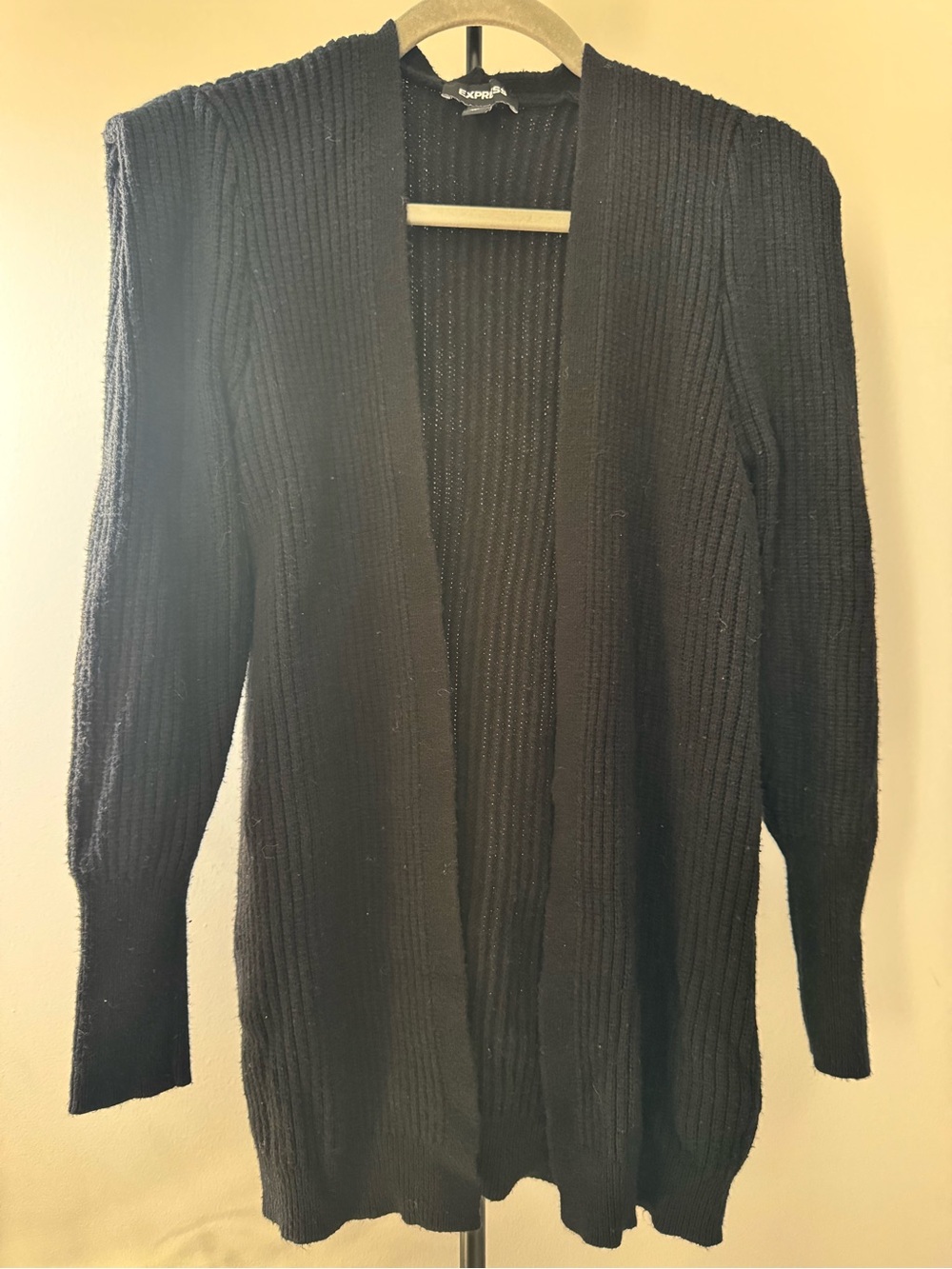 Express Black Ribbed Open-Front Women's Cardigan |Sweater